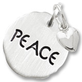 14K White Gold Peace Charm Tag with Heart by Rembrandt Charms