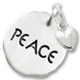 Sterling Silver Peace Charm Tag with Heart by Rembrandt Charms