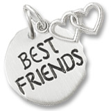 14K White Gold Best Friends Charm Tag & Hearts by Rembrandt Charms