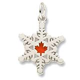 14k White Snowflake with Red Maple Leaf Charm by Rembrandt Charms
