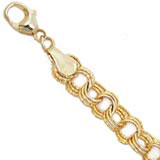14K Gold Triple Link 7” Charm Bracelet by Rembrandt Charms
