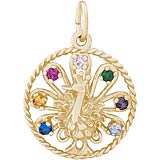 14k Gold Peacock Bird Charm by Rembrandt Charms