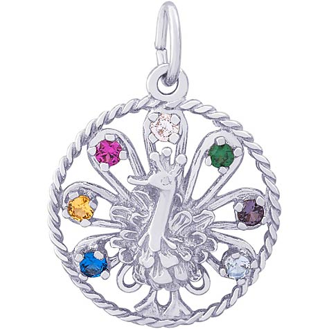 14k White Gold Peacock Bird Charm by Rembrandt Charms 14k White Gold Peacock Bird Charm by Rembrandt Charms