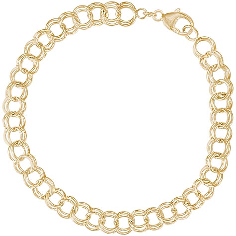 Gold Plate Charm Bracelet Medium Double Curb Links 8”