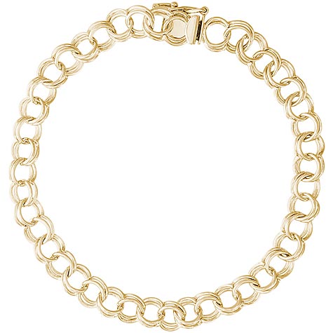 Gold Plate Charm Bracelet Medium Double Links 8”