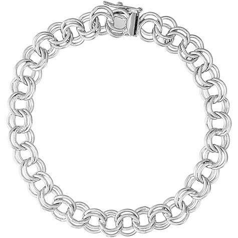 Sterling Silver Charm Bracelet Large Double Link 7"