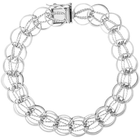 14K White Gold Round Link 8” Charm Bracelet by Rembrandt Charms