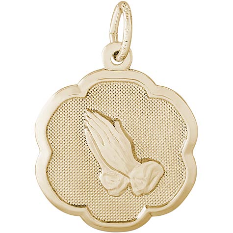 10K Gold Praying Hands Scalloped Charm by Rembrandt Charms