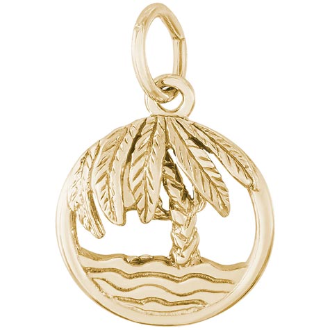 14K Gold Beach and Palm Tree Charm by Rembrandt Charms