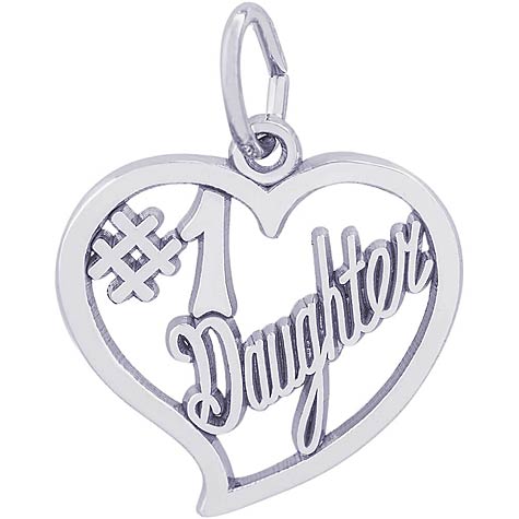 14K White Gold Number One Daughter Charm by Rembrandt Charms 14K White Gold Number One Daughter Charm by Rembrandt Charms