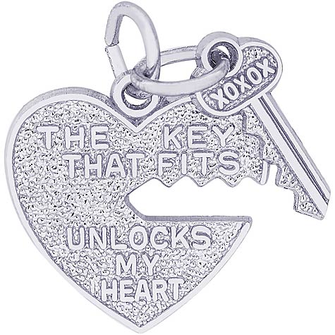 14K White Gold Key and Heart Charm by Rembrandt Charms