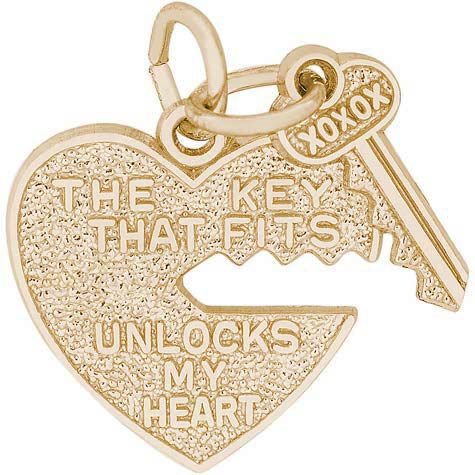 Gold Plated Key and Heart Charm by Rembrandt Charms Gold Plated Key and Heart Charm by Rembrandt Charms
