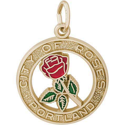 14K Gold Portland City of Roses Charm by Rembrandt Charms 14K Gold Portland City of Roses Charm by Rembrandt Charms