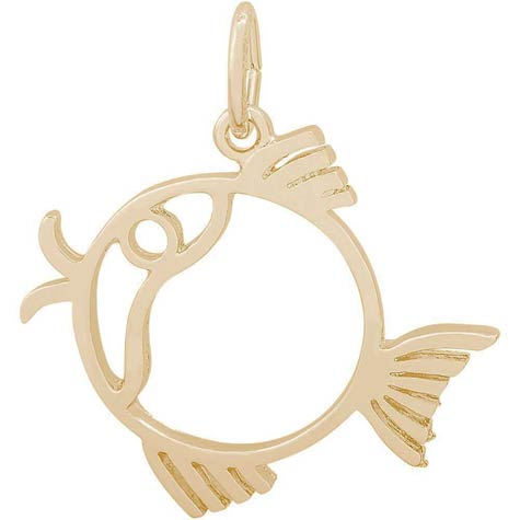 14K Gold Flat Fish Charm by Rembrandt Charms