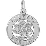 14K White Gold Alberta Canada Wild Rose Charm by Rembrandt Charms