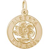 10K Gold Alberta Canada Wild Rose Charm by Rembrandt Charms