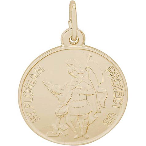 Gold Plated Saint Florian Disc Charm by Rembrandt Charms Gold Plated Saint Florian Disc Charm by Rembrandt Charms