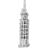 14K White Gold Leaning Tower of Pisa Charm by Rembrandt Charms