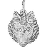 14K White Gold Wolf Head Charm by Rembrandt Charms