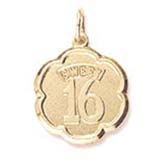 10K Gold Sweet Sixteen Scalloped Disc by Rembrandt Charms