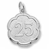 14K White Gold Number 25 Scalloped Disc Charm by Rembrandt Charms