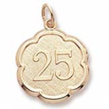 Gold Plate Number 25 Scalloped Disc Charm by Rembrandt Charms