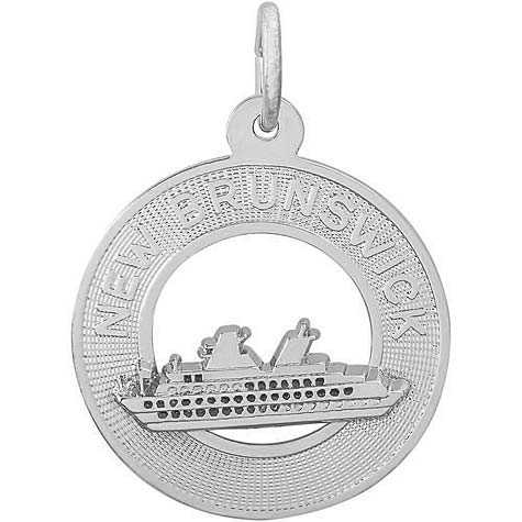14K White Gold New Brunswick Cruise Ship Charm by Rembrandt Charms
