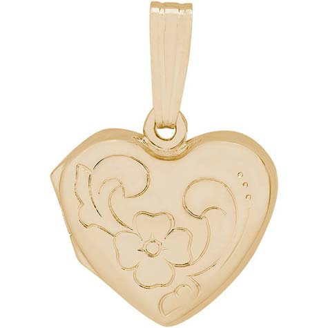 14K Gold Flower Heart Locket Pendant by Rembrandt Charms 14K Gold Flower Heart Locket Pendant by Rembrandt Charms