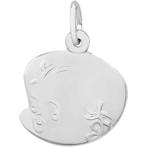 14K White Gold Baby Face Charm by Rembrandt Charms