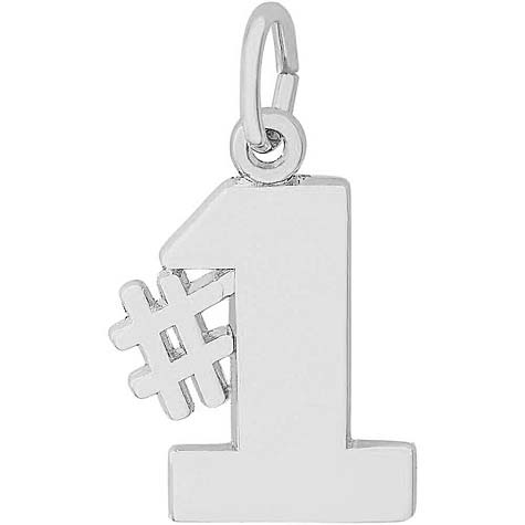 14K White Gold Number One Charm by Rembrandt Charms 14K White Gold Number One Charm by Rembrandt Charms