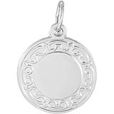 14K White Gold Ornate Round Disc Charm by Rembrandt Charms