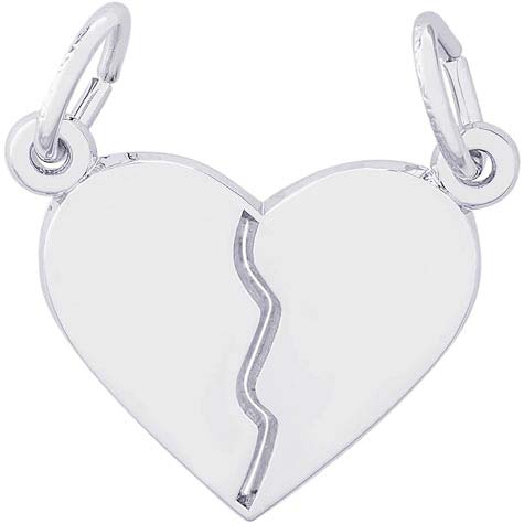 14k White Gold Breaks Apart Heart Charm by Rembrandt Charms