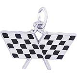 14K White Gold Racing Flags Charm by Rembrandt Charms
