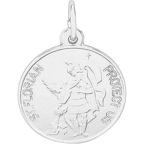 14K White Gold Saint Florian Disc Charm by Rembrandt Charms 14K White Gold Saint Florian Disc Charm by Rembrandt Charms