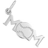 14K White Gold Baseball Mom Charm by Rembrandt Charms