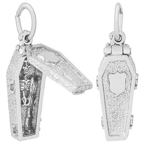 14K White Gold Casket Charm by Rembrandt Charms
