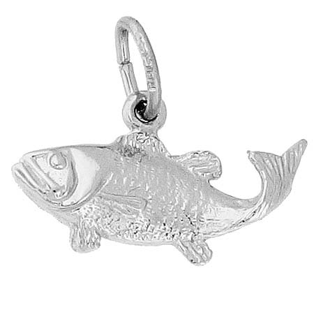 Rembrandt Bass Fish Charm, 14K White Gold