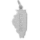 14K White Gold Illinois Map Charm