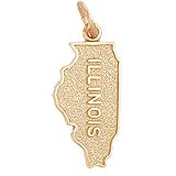14K Gold Illinois Map Charm