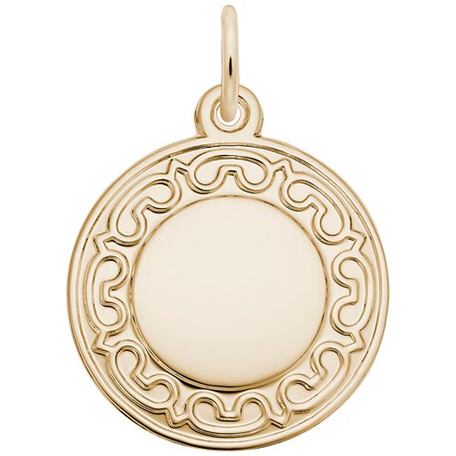 Gold Plated Ornate Round Disc Charm by Rembrandt Charms Gold Plated Ornate Round Disc Charm by Rembrandt Charms