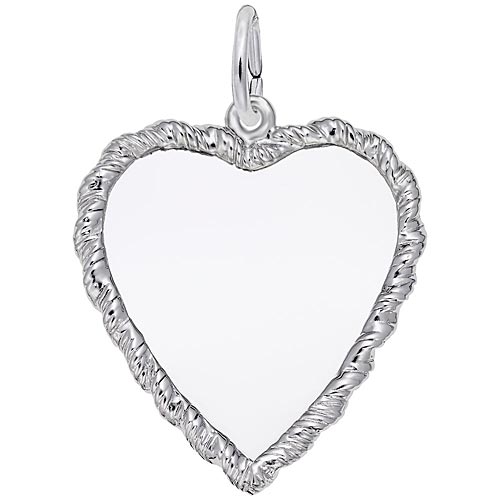 14K White Gold Large Twisted Rope Heart Charm by Rembrandt Charms