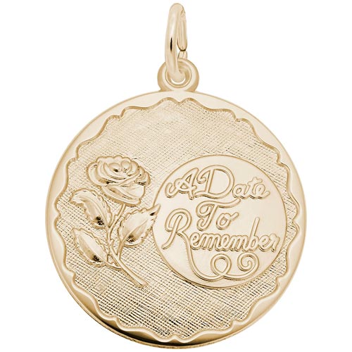 Gold Plate A Date To Remember Rose Charm by Rembrandt Charms