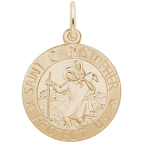 Rembrandt Saint Christopher Disc Charm, 14k Yellow Gold