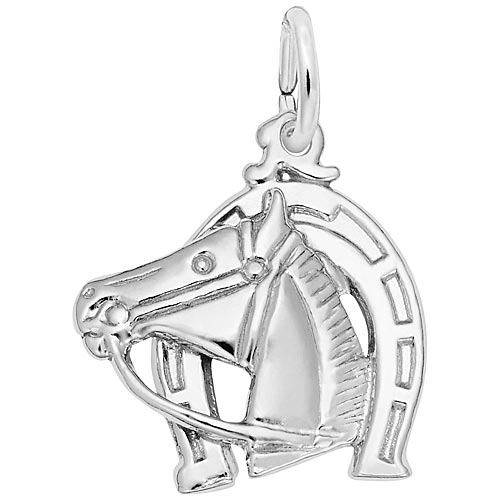 14K White Gold Horse Head with Horseshoe Charm by Rembrandt Charms 14K White Gold Horse Head with Horseshoe Charm by Rembrandt Charms