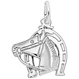 Rembrandt Horse Head with Horseshoe Charm, 14k White Gold