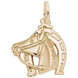 Rembrandt Horse Head with Horseshoe Charm, 10k Yellow Gold