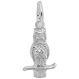 Rembrandt Long Eared Owl Charm, Sterling Silver
