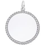 14K White Gold Medium Rope Disc Charm by Rembrandt Charms