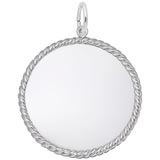 14k White Gold Extra Large Rope Disc Charm by Rembrandt Charms