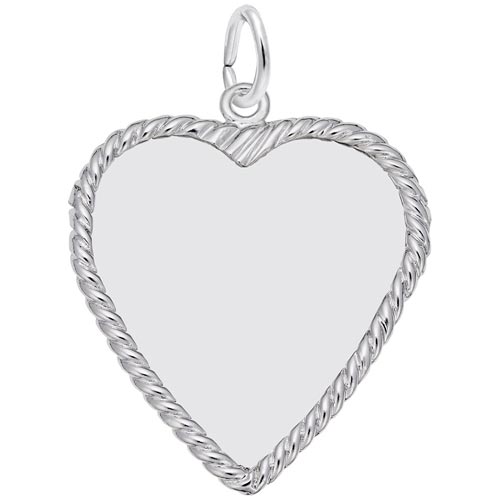 14K White Gold Large Classic Rope Heart Charm by Rembrandt Charms 14K White Gold Large Classic Rope Heart Charm by Rembrandt Charms